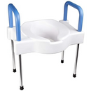 Ableware Tall Ette Elevated Toilet Seat with steel legs and foam armrests for secure bathroom transfers, Moovkart