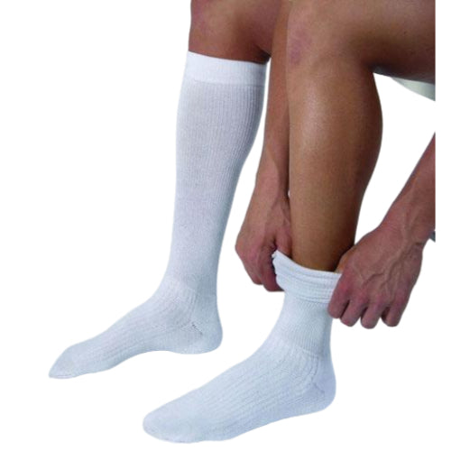 Jobst Men's Knee-High Compression Socks, 15-20 mmHg, White, Large, Pair, Comfortable and Effective Circulation Support. Moovkart