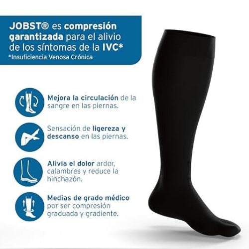 Jobst For Men 20-30 mmHg Knee-High Compression Stockings, Black, Medium, Pair
