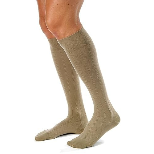 Jobst for Men's 20-30 mmHg Knee-High Compression Socks, Khaki, X- Large, ribbed dress style for compression and improved circulation. Moovkart