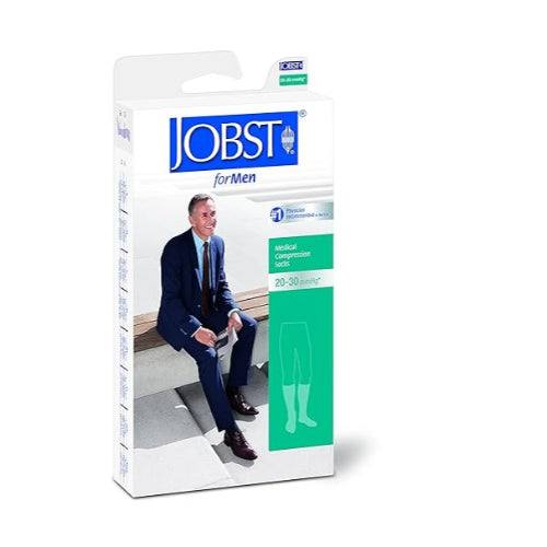 Jobst for Men Knee High Socks, 20-30 Compression Black Closed Toe with Comfort Knee Band