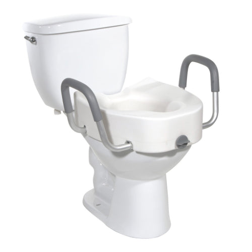 Drive Medical Raised Toilet Seat With Lock and Elongated Aluminium Det Arms