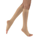 Jobst Opaque Knee-High Compression Stockings, 15-20 mmHg, Open Toe, Medium, Natural, designed for comfort and circulation support. Moovkart