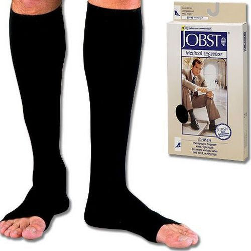 Jobst Opaque Knee-high Compression Stockings, 15-20 mmHg, Natural, Medium, Open Toe. Soft, breathable leg support.
