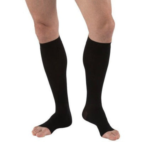 Jobst For Men 30-40 mmHg Open Toe Knee-High Compression Socks, Black, Medium