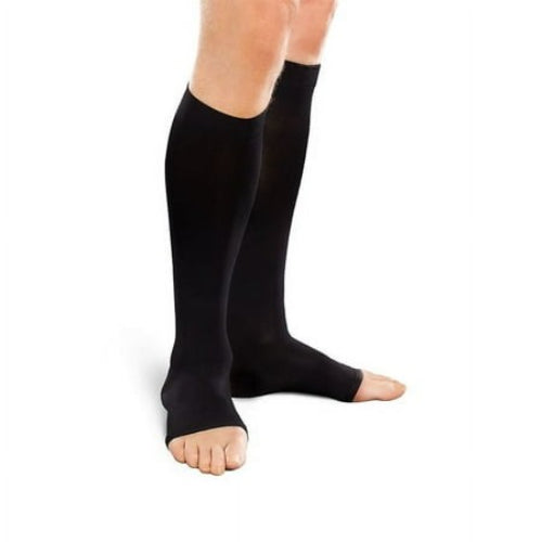 Jobst For Men 30-40 mmHg Open Toe Knee-High Compression Socks Black Medium – Firm support for circulation & swelling relief, Moovkart.