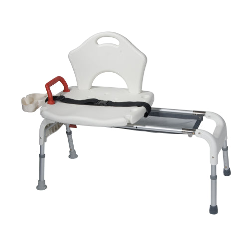 Drive Medical Transfer Bench with Universal Sliding and Folding, White, for safe bathroom transfers, Moovkart