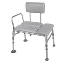 Drive Medical Transfer Bench with padded seat and backrest, adjustable height and non-slip feet for safe bathroom transfers. Moovkart