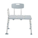 Drive Medical Transfer Bench, Plastic 3 Section with Backrest, Gray, for safe bath transfers, Moovkart