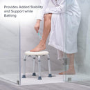 Drive Medical Knock Down Bath Stool with Non Slip Feet and Adjustable Height for Shower Safety, White