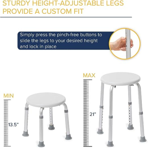 Drive Medical Knock Down Bath Stool, Round, White