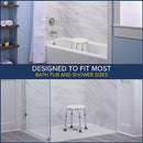 Drive Medical Knock Down Bath Stool with Non Slip Feet and Adjustable Height for Shower Safety, White