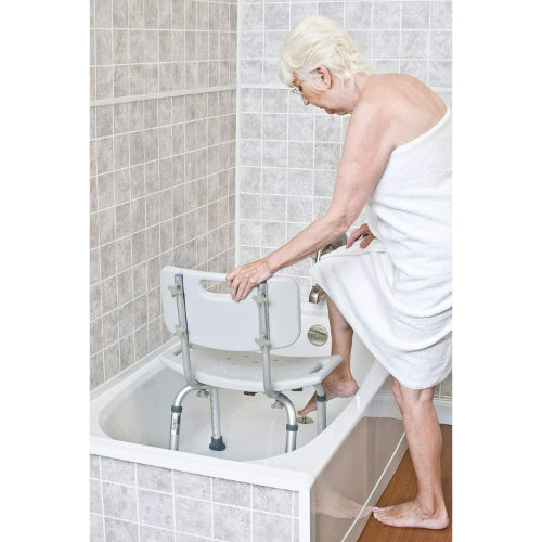 Drive Medical Shower Safety Bench with Backrest and Non Slip Feet for Stable Bathing Support