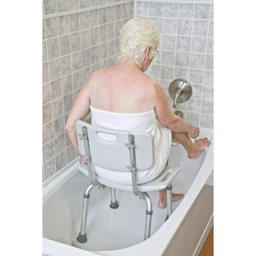 Drive Medical Shower Safety Bench with Backrest and Non Slip Feet for Stable Bathing Support