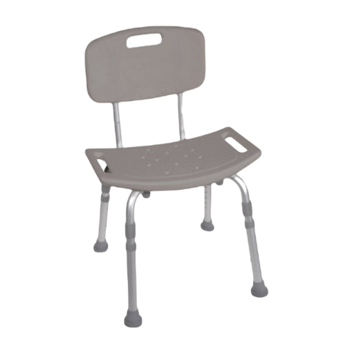 Drive Medical Shower Safety Bench with Back Support in Gray, durable and adjustable for safe shower use, Moovkart