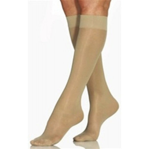 Jobst Ultrasheer 15-20mmHg Knee-High Natural Full Calf Compression Stockings for comfort, venous relief, and stylish support. Moovkart