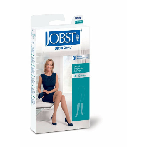 Jobst UltraSheer Diamond Pattern Knee-High Compression Stockings, Black, 20-30 mmHg, Closed-Toe, Moovkart