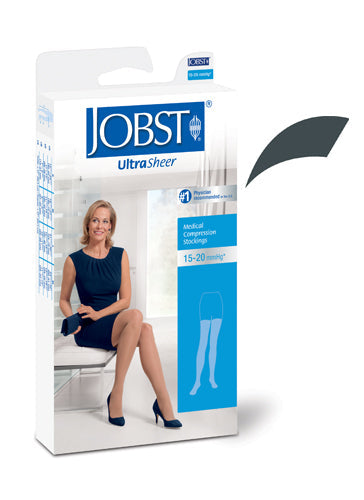 Jobst Ultrasheer Thigh-High Compression Stockings (15-20mmHg, Small, Antracite, Pair)