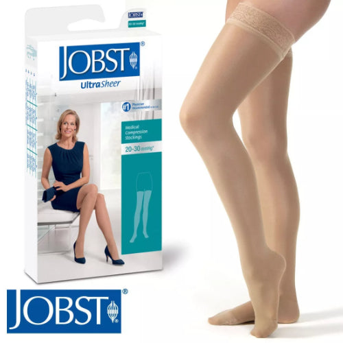 Jobst Ultrasheer 20-30 mmHg Thigh-High Compression Stockings, Honey, Pair