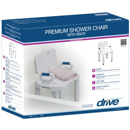 Drive Medical Bath Bench, Premium Series with Back and Arms, Adjustable Height, 350 Lbs Capacity