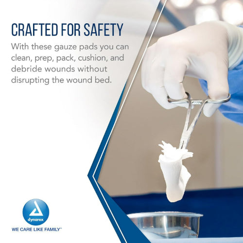 Dynarex Gauze Pad, Sterile 1's, 3 x3 Inches, 12 ply, Box per 100