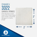 Dynarex Surgical Gauze Sponges, Sterile, 8-ply, 50 Packs of 2 per Tray