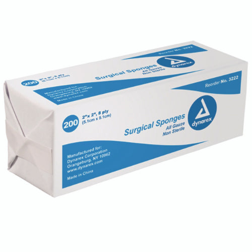 Dynarex Surgical Gauze Sponges, 4 X 4 Inches, 12 ply, Bag of 200