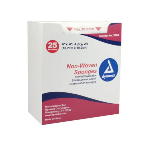 Dynarex Non-Woven Sponge, Sterile, 4 x 4 Inches, 50 Count