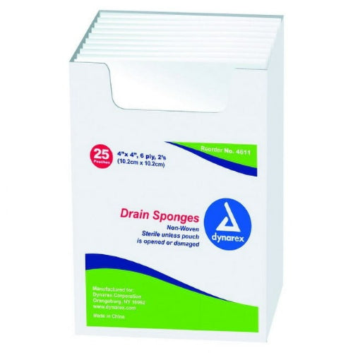Dynarex Non-Woven Drain/IV Sponge, 4 x 4 Inches