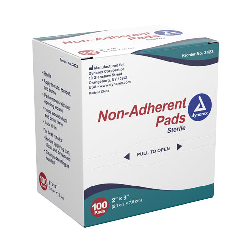 Dynarex Non-Adherent Gauze Pad Sterile 2 x 3 Inches, Box of 100