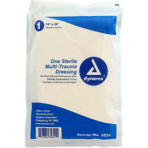 Dynarex Multi Trauma Dressing Sterile, 10 x 30 Inches