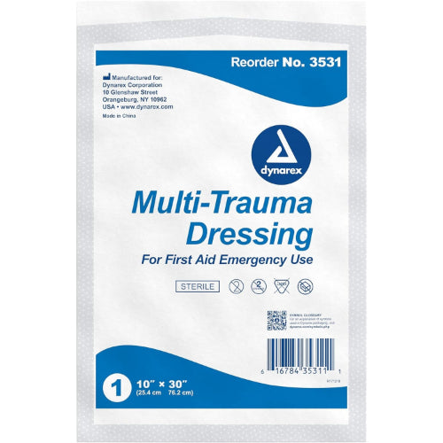 Dynarex Multi Trauma Dressing Sterile, 10 x 30 Inches
