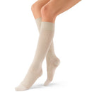 Jobst soSoft Ribbed Knee-High Compression Socks for Women, 8-15 mmHg, Closed-Toe, Sand