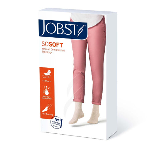 Jobst soSoft Compression Socks, 8-15 mmHg, Knee High,, Closed Toe, White, Medium