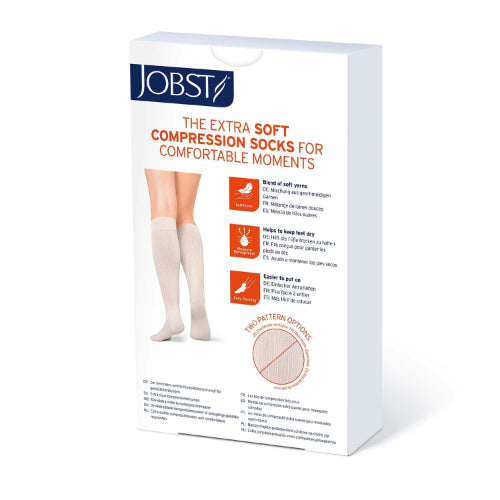 Jobst soSoft Compression Socks, 8-15 mmHg, Knee High,, Closed Toe, White, Medium