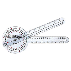 Baseline Plastic Goniometer 12 Inch 360 Degree Transparent for Range of Motion Measurement