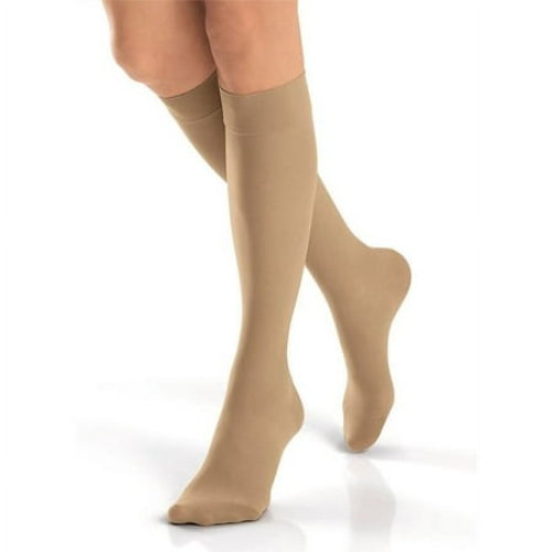 Jobst UltraSheer 30-40 mmHg Knee-High Compression Stockings in Sun Tan, designed for therapeutic support and improved circulation, moovkart