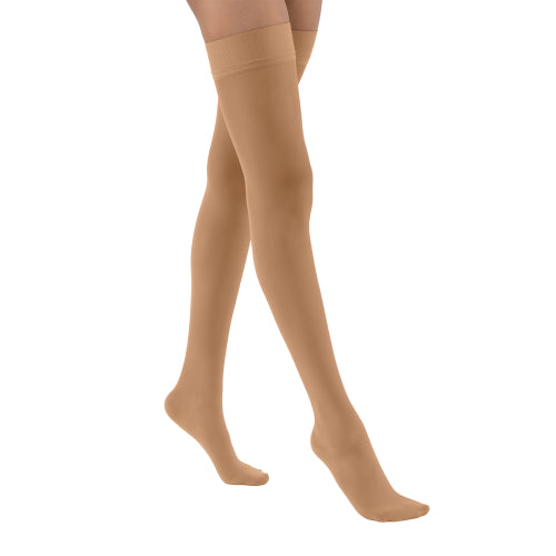 Jobst Ultrasheer 20-30 mmHg Thigh High Compression Stockings offer firm support, style, and a secure fit with a silicone dot border. Moovkart