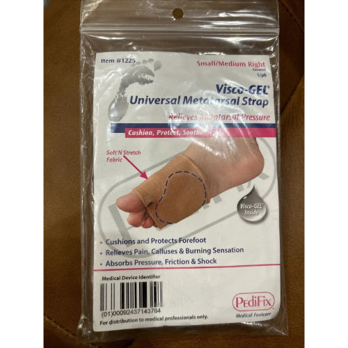 Pedifix Visco-Gel Universal Metatarsal Strap Covered Gel, Small/Medium