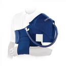 Aircast Cryo Shoulder Cuff in blue providing anatomical cold therapy for targeted shoulder pain relief, Moovkart