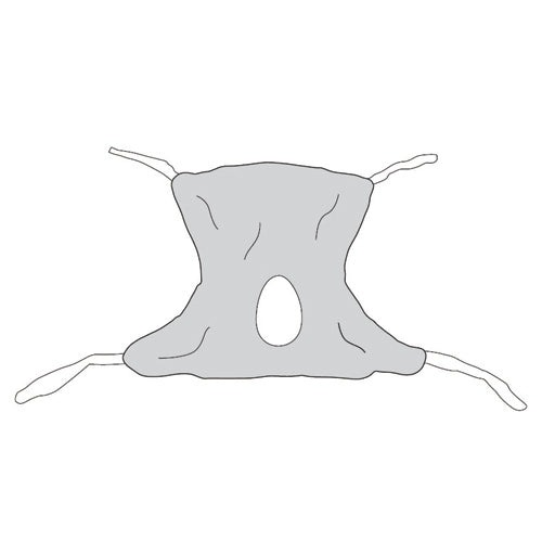 Drive Medical Full-Body Mesh Patient Sling XL with commode opening, showing reinforced loops for safe 600 lbs transfers, Moovkart 
