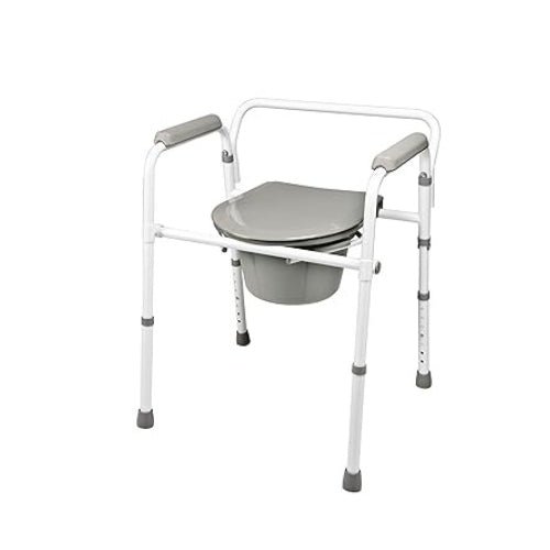 Graham Field 3-in-1 folding commode, padded arms, durable steel frame, adjustable height, portable, Moovkart