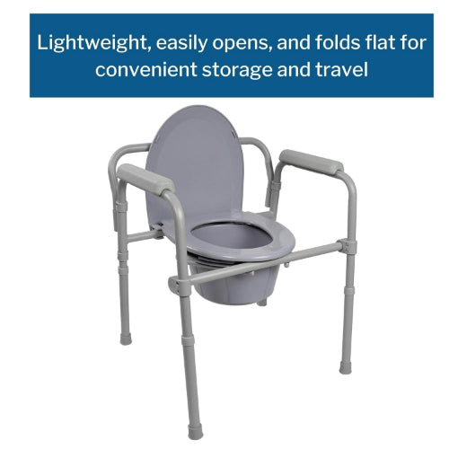 Drive Medical Commode Folding Steel 3-in-1 Non-Retail, Gray
