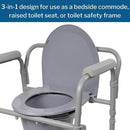 Drive Medical Folding Steel 3-in-1 Commode with Adjustable Height