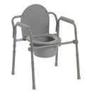 Drive Medical Commode Folding Steel 3-in-1, Non-Retail, Gray - Versatile and durable commode chair for mobility support. Moovkart