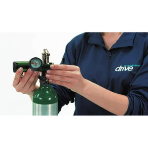 Drive Medical Oxygen Tank Regulator for D/E Cylinders, 0-8 LPM, Green Hover