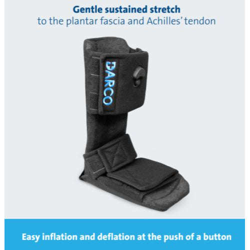 Darco Pneumatic Night Splint for Plantar Fasciitis Heel Pain and Achilles Tendon Support, Black
