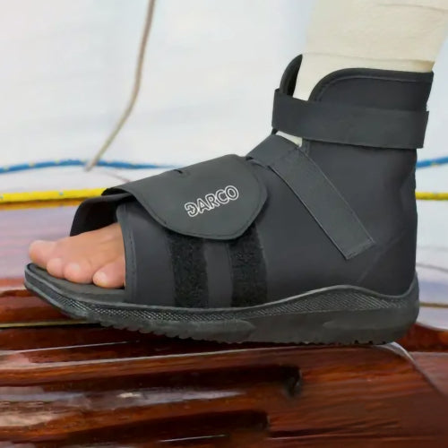 Darco Slimline Cast Boot, Adult, Square Toe and Rocker Sole for Cast Protection, Large Black