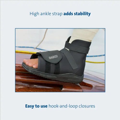 Darco Slimline Cast Boot, Adult, Square Toe and Rocker Sole for Cast Protection, Large Black