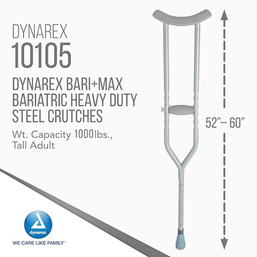 Dynarex Crutches  Steel  HD Bariatric Tall Adult  (Pair)